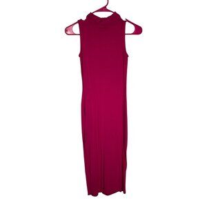 Seductions Sleeveless Magenta Midi Dress With Mock Neck XS